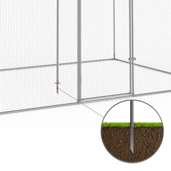 Gallinero 6m² 3x2M con tejado y red de acero galvanizado | ID Market