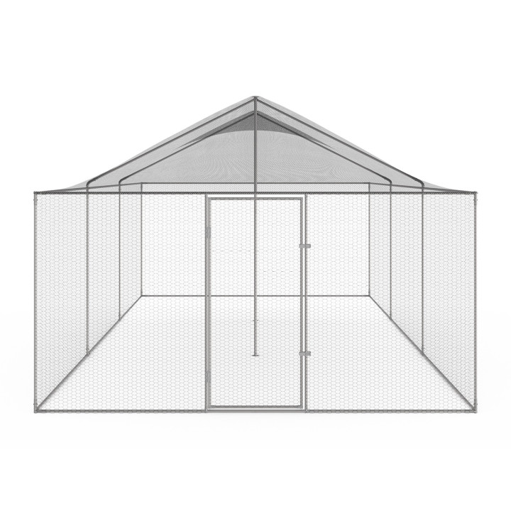 Gallinero 18m² 6x3M con tejado y red de acero galvanizado | ID Market