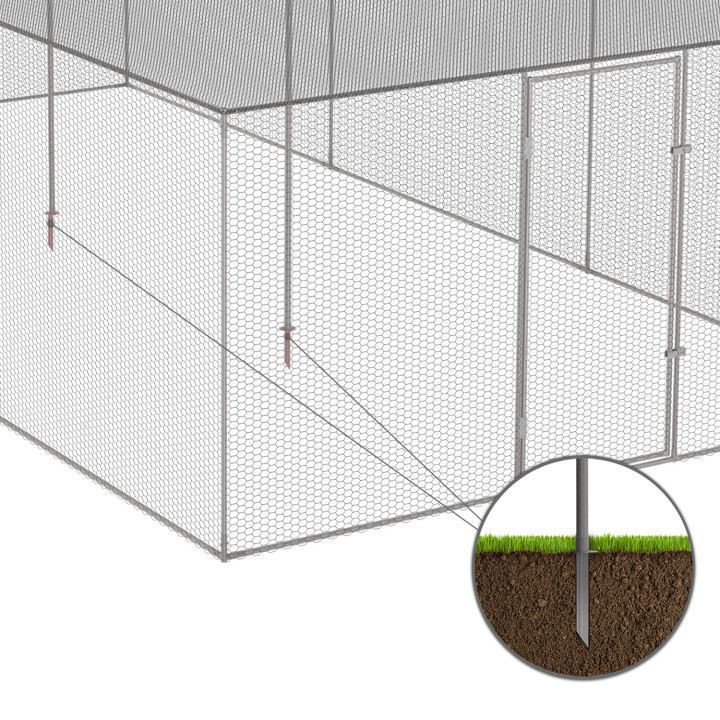 Gallinero 18m² 6x3M con tejado y red de acero galvanizado | ID Market