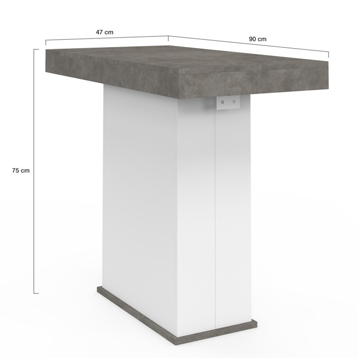 Mesa consola extensible para 10 personas 235 cm hormigón y blanco - EDEN | ID Market