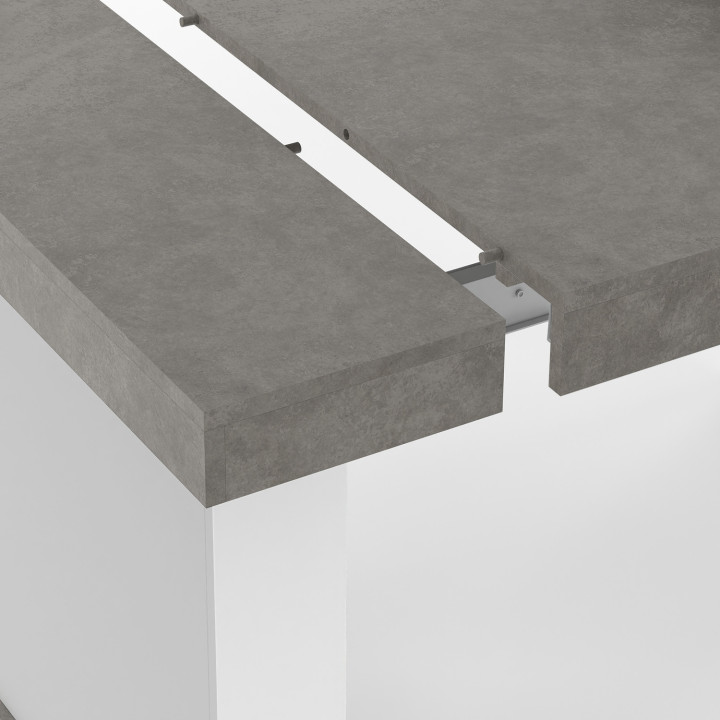 Mesa consola extensible para 10 personas 235 cm hormigón y blanco - EDEN | ID Market