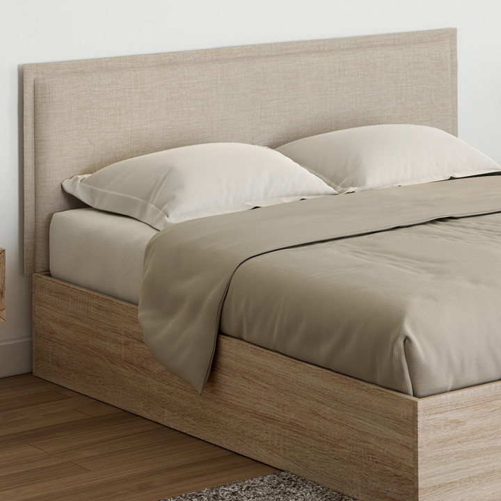 Hang-hoofdbord ALHYA 160 cm in beige linnen stof