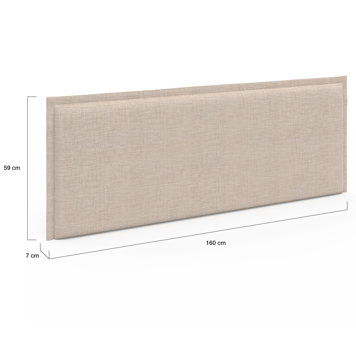Tête De Lit Suspendue ALHYA 160 Cm - Tissu Beige Lin - Hauteur 59 Cm - Fixation Murale, Gain De Place
