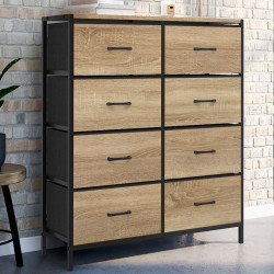 Commode 8 tiroirs en tissu métal et bois design industriel - UTAH | ID Market