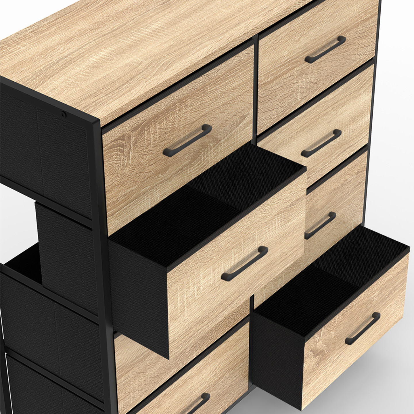 Commode 5 Tiroirs Utah – Style Industriel, Tissu Et Métal, Dimensions 100 X 30 X 55 Cm