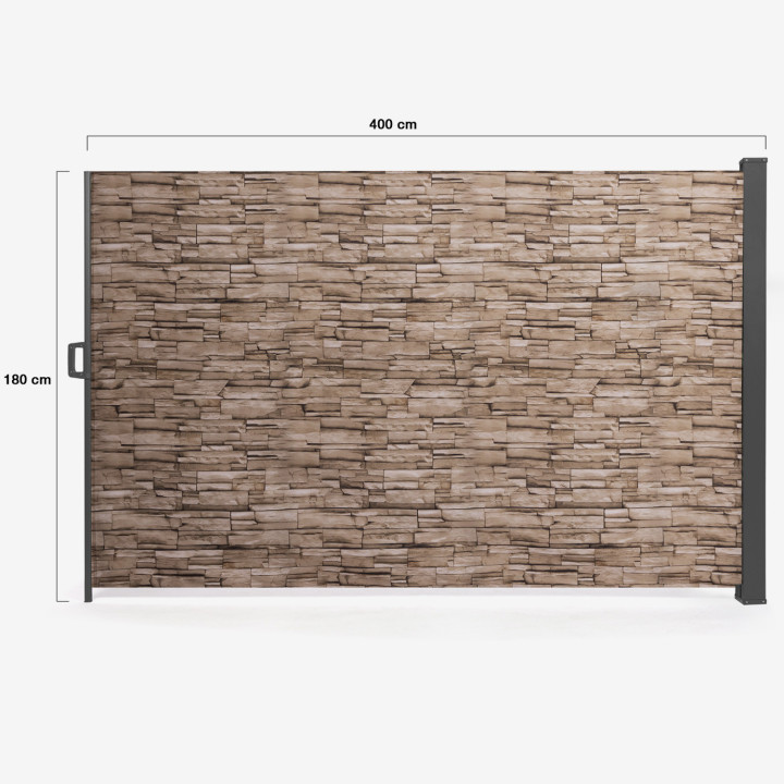 Schermo pieghevole retrattile all'aperto 180x400cm pietra stampa laterale cieco | ID Market