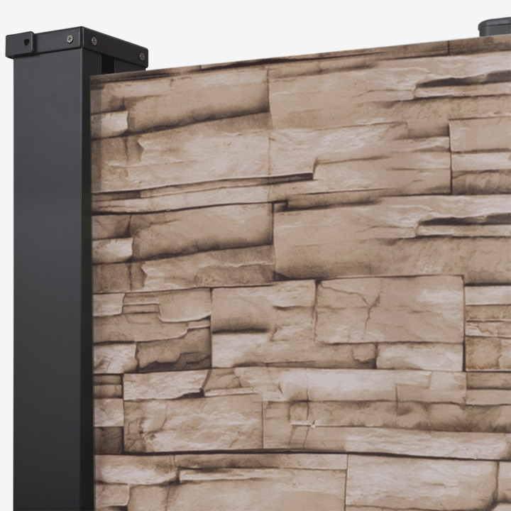 Schermo pieghevole retrattile all'aperto 180x400cm pietra stampa laterale cieco | ID Market