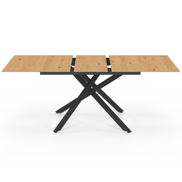 Mesa de comedor rectangular extensible 6-10 personas madera y negro 160-200cm - INES | ID Market
