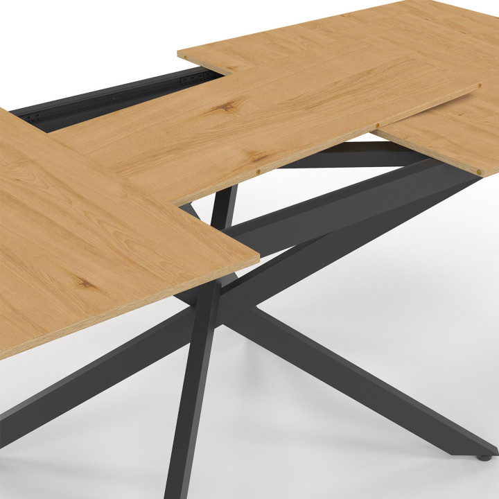 Mesa de comedor rectangular extensible 6-10 personas madera y negro 160-200cm - INES | ID Market