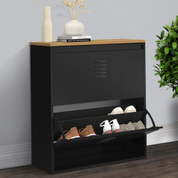 Scarpiera ESTER da 12 pezzi, 2 ante in metallo nero, design industriale