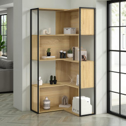 Etagère bibliothèque modulable DETROIT séparateur d'angle extensible design industriel 170 cm