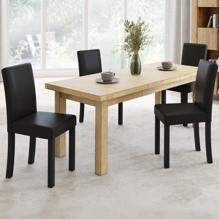 Lot de 4 chaises HANNAH noires pour salle à manger