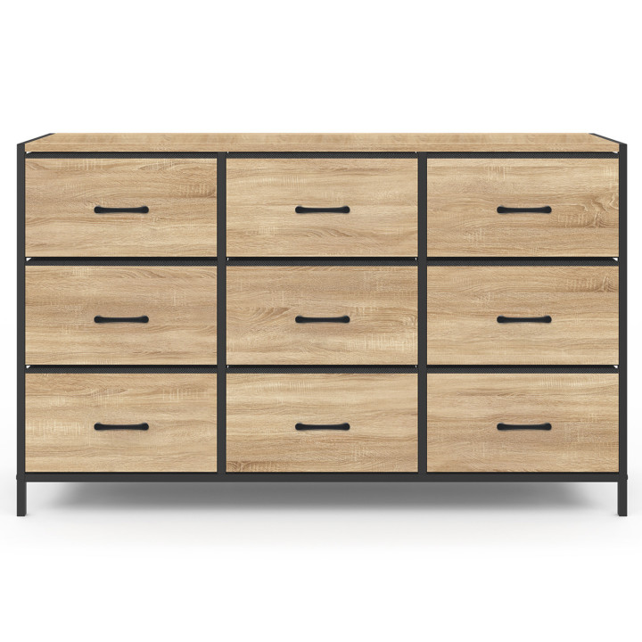 Commode 9 tiroirs en tissu UTAH 115 cm meuble de rangement design industriel Commode 9 tiroirs en tissu UTAH 115 cm meuble de rangement design industriel