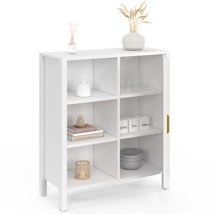 Wit dressoir met rieten 3 planken en kast 70 cm - EDHEN | ID Market
