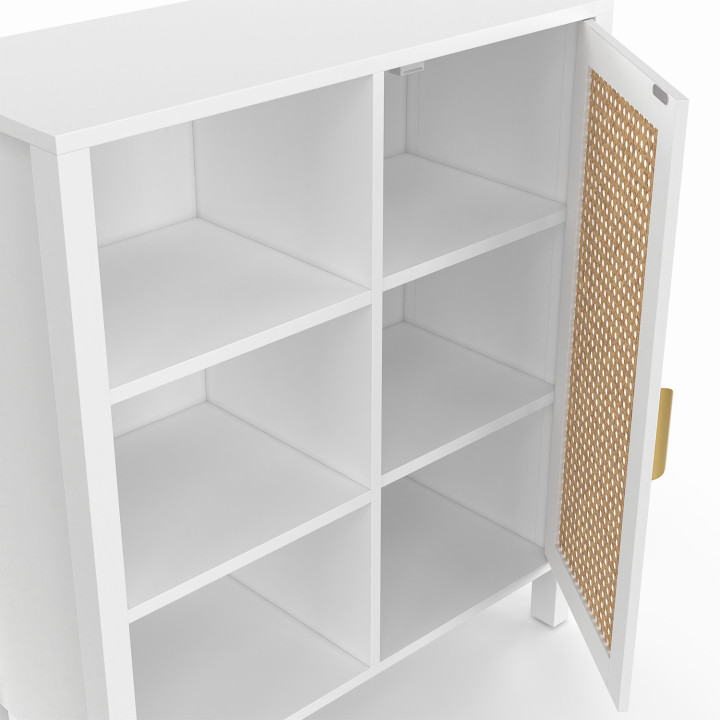 Aparador blanco con caña 3 estantes y armario 70 cm - EDHEN | ID Market