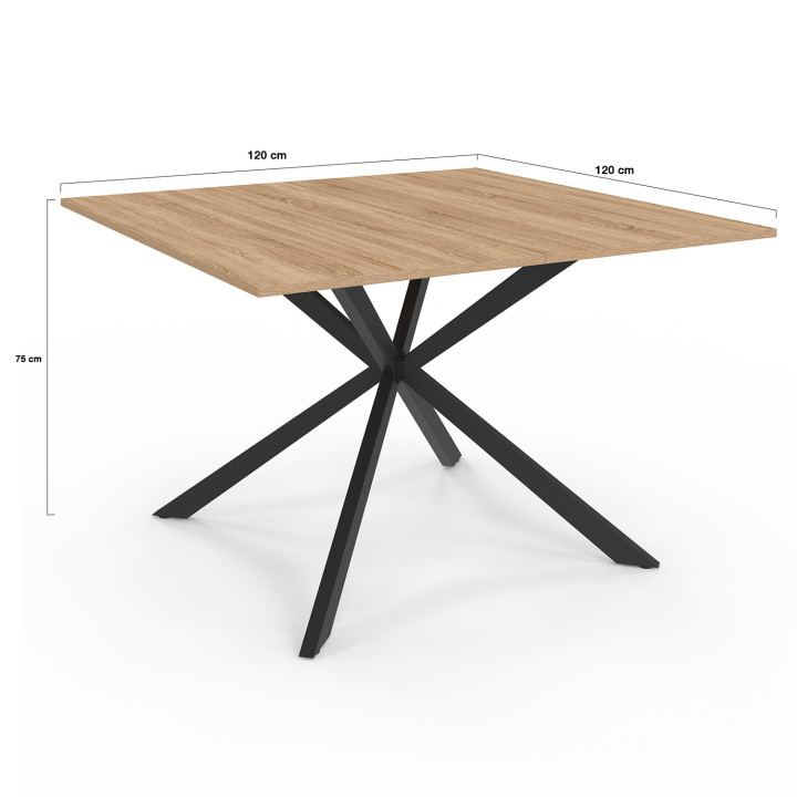 Quadratischer Esstisch für 8 Personen aus Holz und Schwarz mit Spinnenfuß - ALIX | ID Market