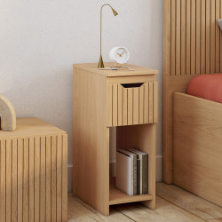 Set di 2 comodini ANOUK, 1 cassetto, effetto legno e doghe