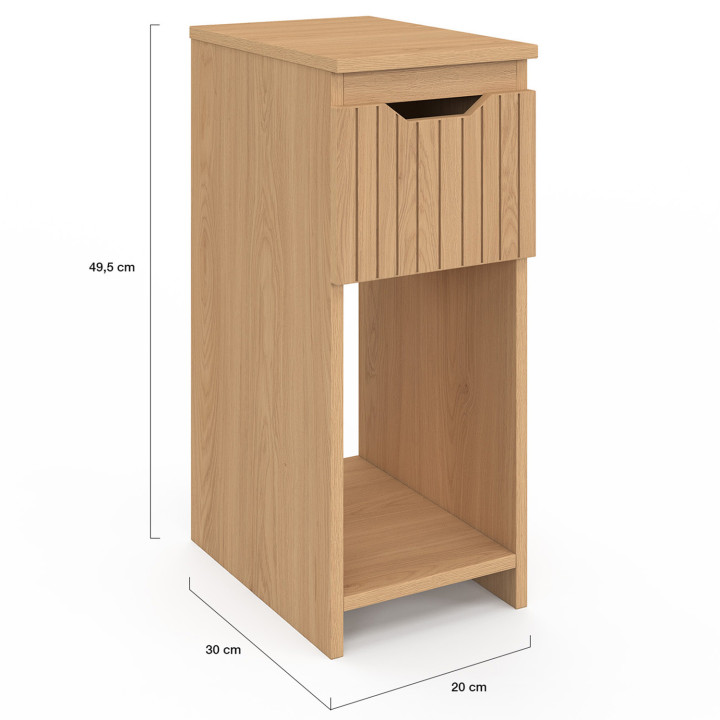 Nachtkastjes met hout- en latteneffect en 1 lade - ANOUK | Zen Cart! IDMarket