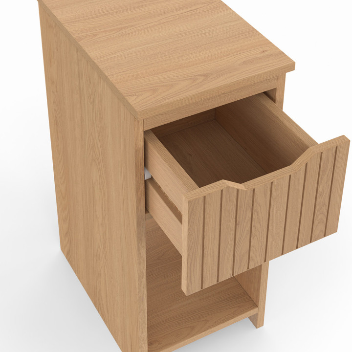 Smalle nachtkastjes met latten- en houteffect en 1 lade - ANOUK | IDMarket