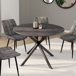 Mesa de comedor con tablero efecto hormigón 110 cm, pata de araña gris antracita, 6 plazas - JASPE | ID Market