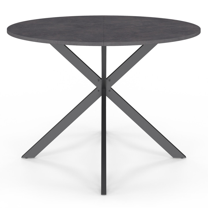 Tavolo da pranzo con piano effetto cemento 110 cm, gamba a ragno grigio antracite, 6 persone - JASPE | ID Market