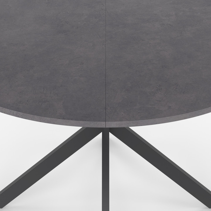 Tavolo da pranzo con piano effetto cemento 110 cm, gamba a ragno grigio antracite, 6 persone - JASPE | ID Market
