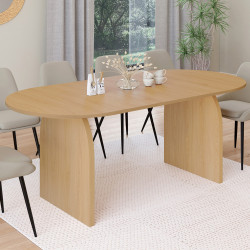 Ausziehbarer ovaler Esstisch für 6-10 Personen aus Holz in Buchenoptik 160 - 200 cm - EDITH | ID Market