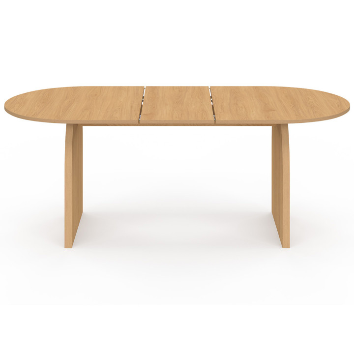 Mesa de comedor oval japandi extensible para 6-10 personas en madera de haya efecto 160 - 200 cm - EDITH | ID Market
