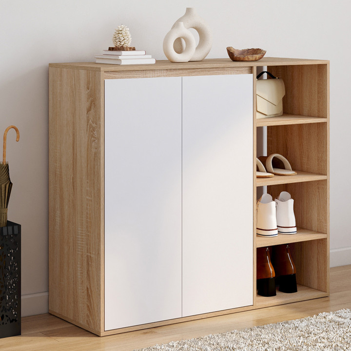 Armoire à chaussures 12 paires TOMI 2 portes avec 4 étagères