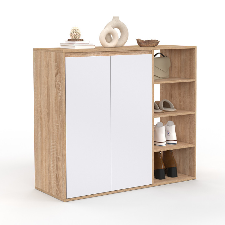 Armoire à chaussures 12 paires TOMI 2 portes avec 4 étagères