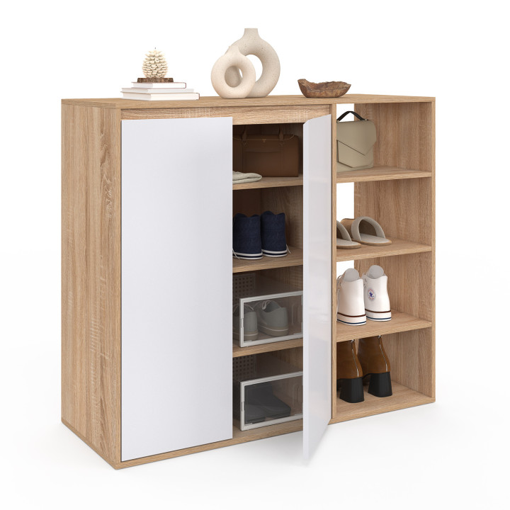 Armoire à chaussures 12 paires TOMI 2 portes avec 4 étagères