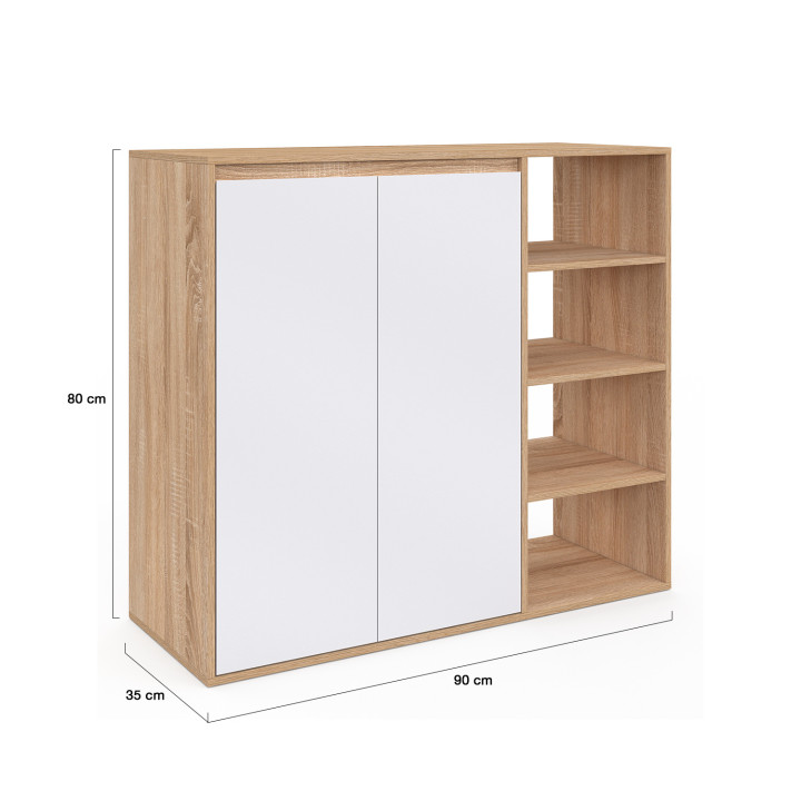 Armoire à chaussures 12 paires TOMI 2 portes avec 4 étagères