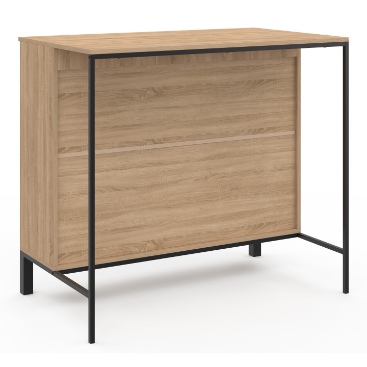 CINA eilandbartafel 100 cm in zwart hout met beukenlook blad