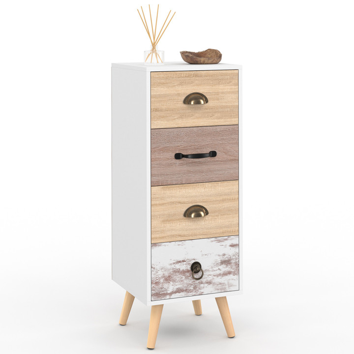 BAHIA 30 cm dressoir met 4 laden Scandinavisch chiffonier voor entree badkamer