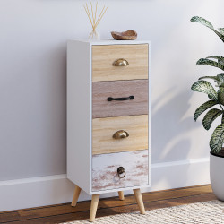 Bijzetkastje met 4 lades 30 cm Scandinavisch chiffonier - BAHIA | ID Market