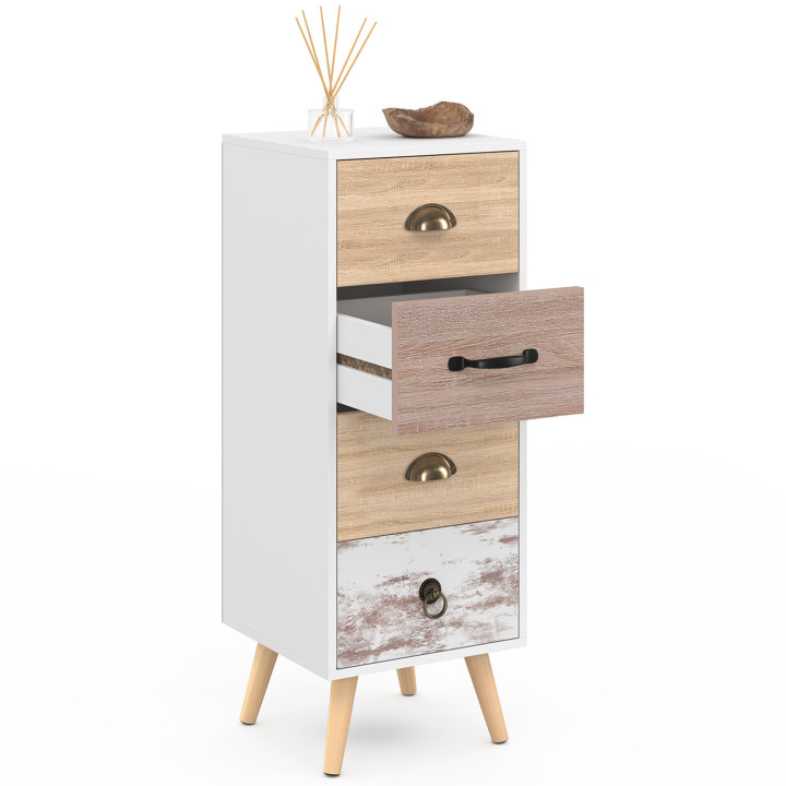 BAHIA 30 cm dressoir met 4 laden Scandinavisch chiffonier voor entree badkamer