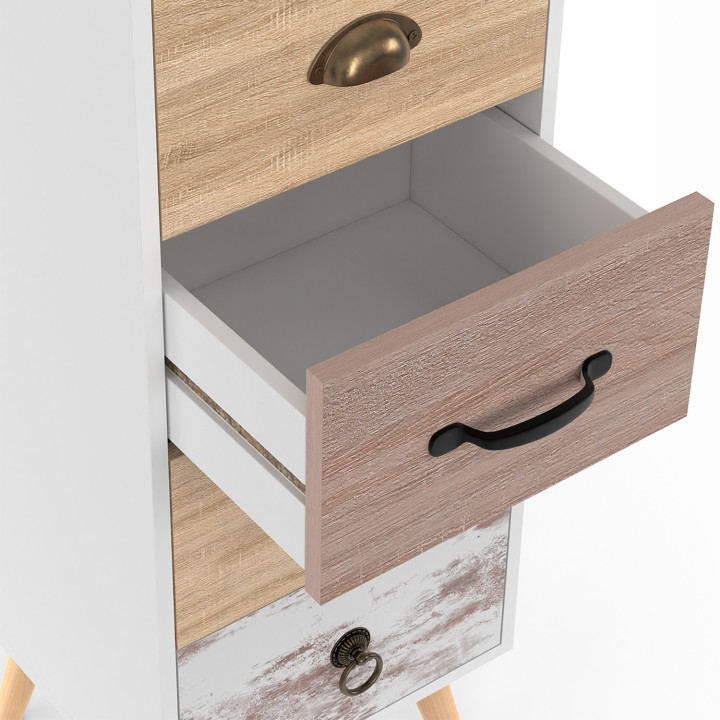 BAHIA 30 cm dressoir met 4 laden Scandinavisch chiffonier voor entree badkamer