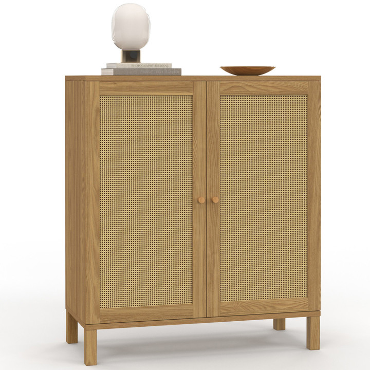 Aparador vintage 2 puertas, 70 cm efecto caña - HANAE | ID Market