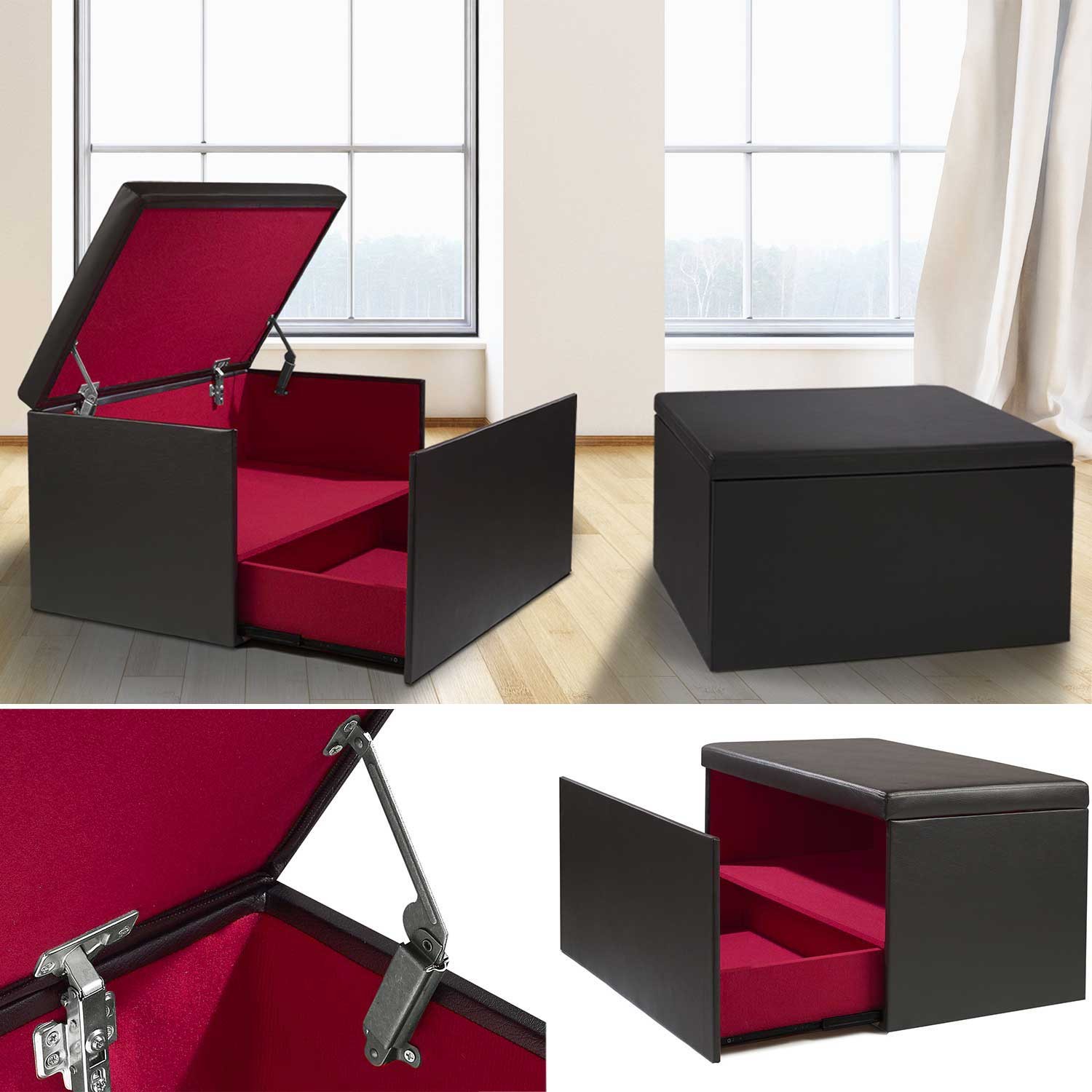 Coffre rangement banquette luxe noir spécial chaussures