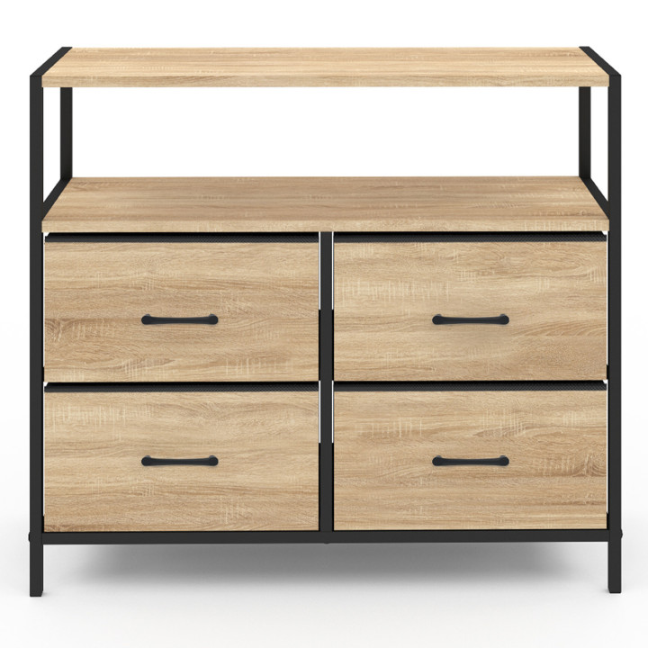 Commode 4 tiroirs en tissu UTAH 80 cm meuble de rangement design industriel