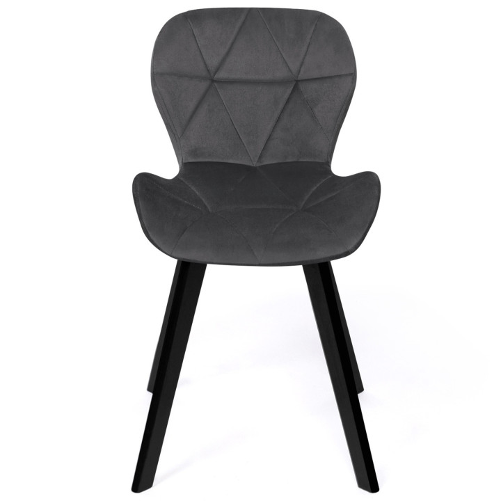 Set di 4 sedie ROBINE in velluto pastello nei colori blu, grigio chiaro, grigio scuro e rosa