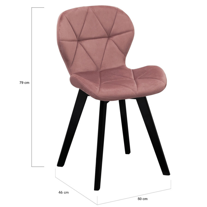 Set di 4 sedie ROBINE in velluto pastello nei colori blu, grigio chiaro, grigio scuro e rosa