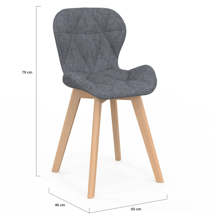 Set van 4 ROBINE stoelen in donkergrijs, terracotta en beige gemengde stof x2