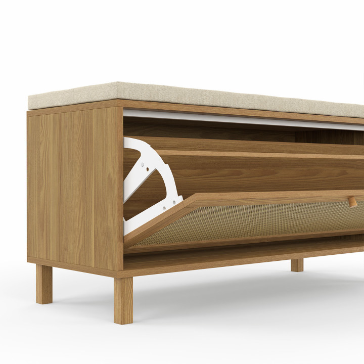 Banco de entrada vintage con zapatero efecto caña natural - HANAE | ID Market