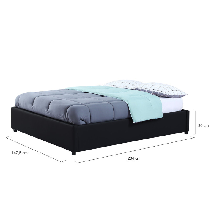 Box letto 140x190 cm nero con base economica - MIAMI | ID Market