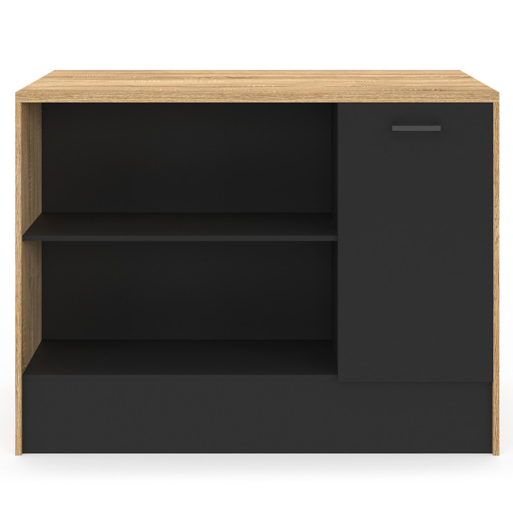 Isla central de madera y negro con gran capacidad de almacenaje - LIO | ID Market