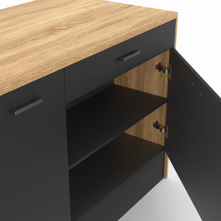 Isla central de madera y negro con gran capacidad de almacenaje - LIO | ID Market