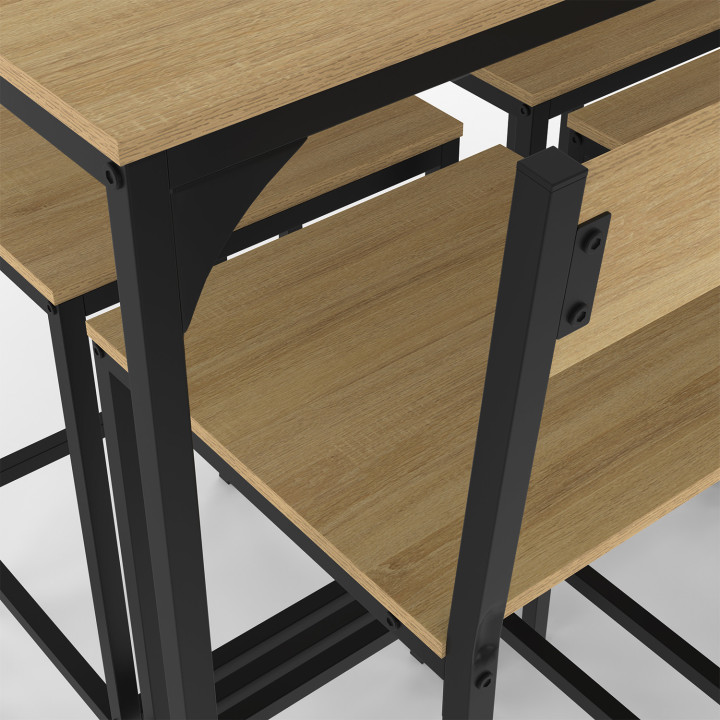 Ensemble table haute de bar DETROIT 150 cm et 6 chaises de bar design industriel