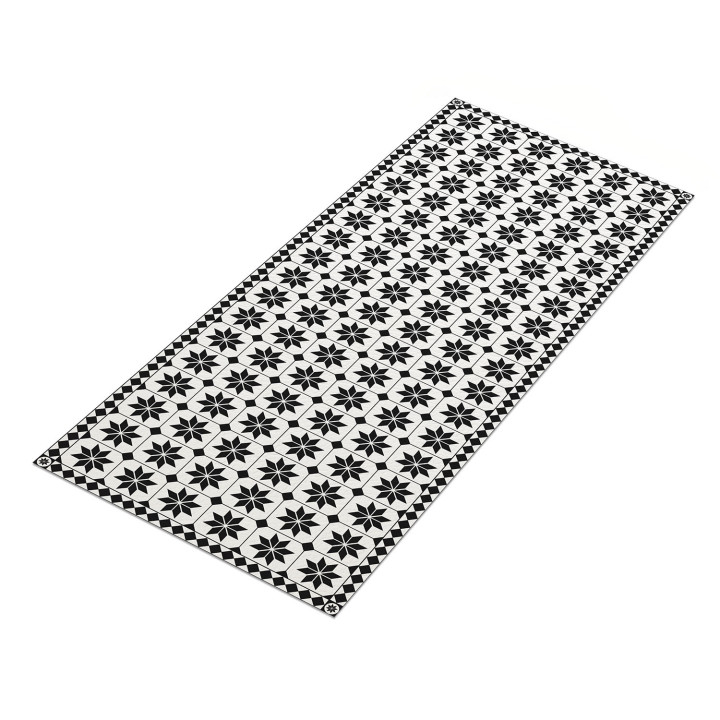 Tappeto vinilico effetto mosaico bianco e nero 66 x 160 cm | ID Market