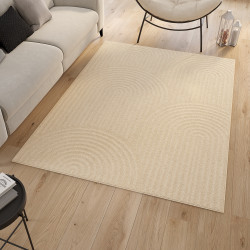 Alfombra interior rectangular con dibujo circular beige 160 x 220 cm - JADA | ID Market